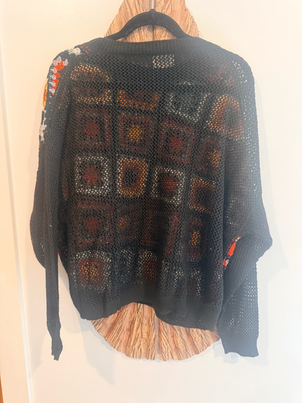 BiBi Black Crochet Granny Square Multicolor Sweater - Picture 2 of 3
